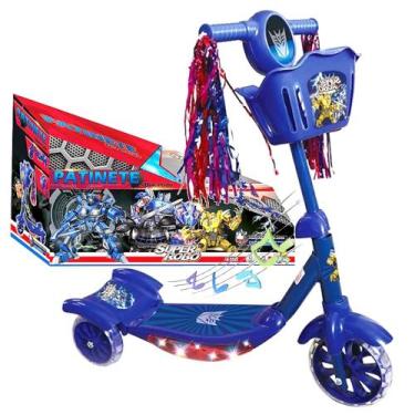 Imagem de Patinete Infantil Meninos Transformes Azul Luzes Som 3 Rodas - Toy Kin