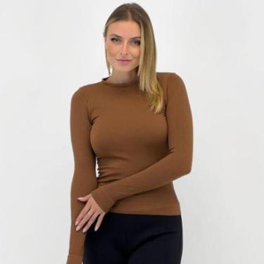 Imagem de Blusa Blue Rose Básica Canelada Manga Longa Feminina-Feminino