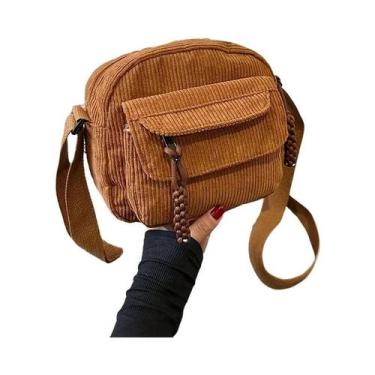 Imagem de Bolsa Transversal De Corduroy Bege Para Mulheres, Estilo Casual Haraju