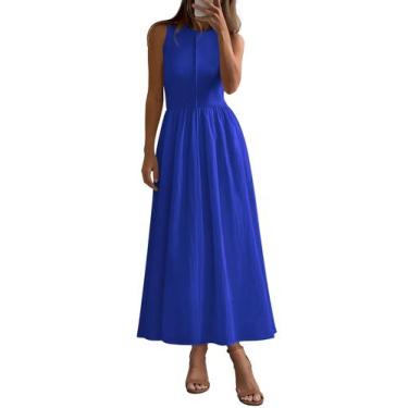 Imagem de Vestido Longo Regata Fluido PRETTYGARDEN Azul Tamanho G