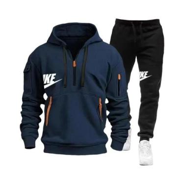 Imagem de Conjunto De Moletom Com Zíper E Calças Para Homens, Casual E Quente, R