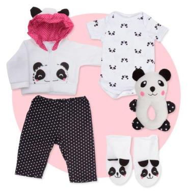 Imagem de Conjunto Roupinha Reborn Pandinha 4 Pçs Algodão + Pelúcia - Cegonha Re