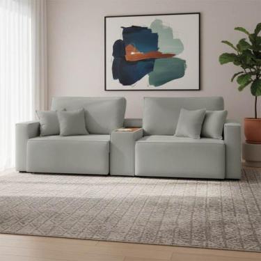 Imagem de Sofá 3 Lugares Reclinável 192cm Modulado Console USB Benedict Boucle K