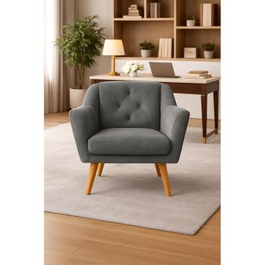 Imagem de Poltrona Rita Decorativa Reforçada para Recepção Clínica Salão Sala de Estar Veludo