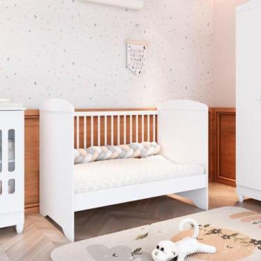 Imagem de Berço 3 em 1 100% Mdf 76cm X 100cm Eloá Branco - Carolina Baby
