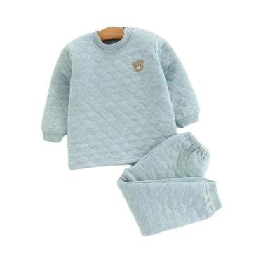 Imagem de Conjunto De Roupa Térmica Grossa De Inverno Para Bebês Meninos E Menin
