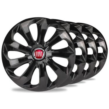 Imagem de Jogo 4 Calotas Velox Aro 15 Black Fiat Palio Uno Siena Mobi - Elitte
