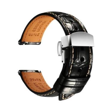 Imagem de Pulseira De Couro Azul Com Liberação Rápida 20mm 22mm Para Relógios De