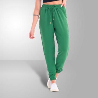 Imagem de Calça Jogger Feminina Duna Crepe Com Bolso e Cordão Cor:Cinza claroTam