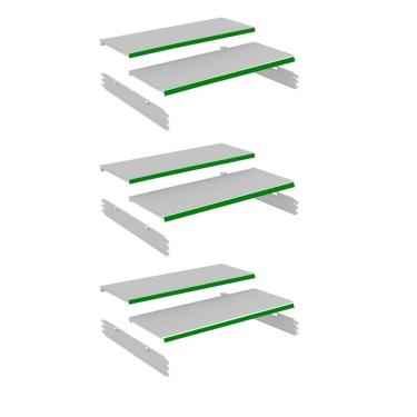 Imagem de Kit 3 Bandeja Gondola Rack FIT Branco 6X 30x90 CH22 Pe Verde