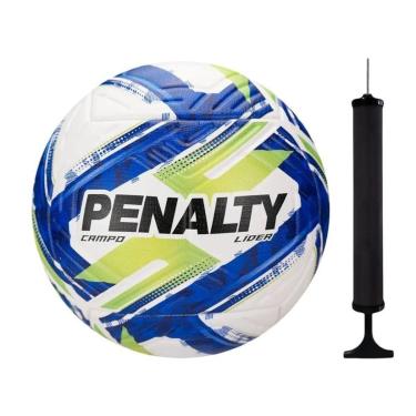 Imagem de Kit Bola Campo Penalty Lider XXVI + Bomba de Ar - Branco e Azul Único-Unissex