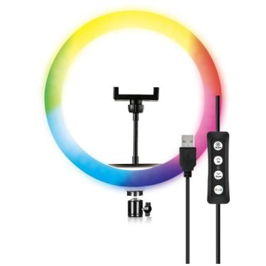 Imagem de Ring Light RGB 12'' LED c/ cabeça giratória OR-PL12R - oberon