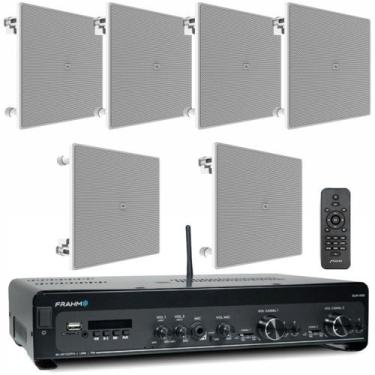 Imagem de Kit Amplificador Frahm Slim 4100 G5 Buetooth 300W e 6 Arandelas 6 pol 