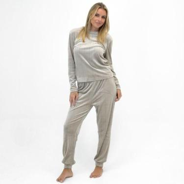 Imagem de Pijama Malwee em Fleece Manga Longa com Calça Feminino, P, Fendi