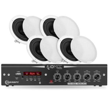 Imagem de COMP Kit Amplificador Som Ambiente 80 Watts 4 canais THS 1800 + 4 Aran