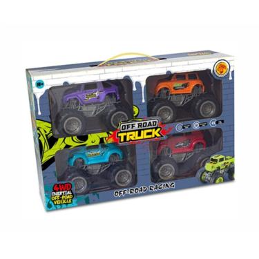 Imagem de Maleta com 4 Carrinhos Monster Truck para Transporte e Armazenamento Vermelho DDG Toys