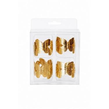 Imagem de Anel De Guardanapo Butterfly Dourado - 4,4x3,3cm - C/4 -Tuut