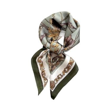 Imagem de Lenço De Seda Luxuoso Feminino 70x70cm, Estilo Praia, Bandana Para Cab