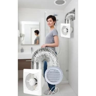 Imagem de Exaustor Banheiro 150mm c/ Duto 50cm e Grade Anti-Insetos - Congratula