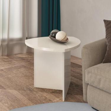 Imagem de Mesa Lateral de Apoio Tampo Redondo Delta Bege - Artely