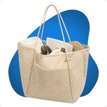 Imagem de Bolsa Sacola De Ombro Grande Tecido Espaçosa Compras E Praia - Hxt, Be