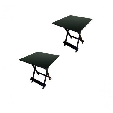 Imagem de Kit 2 Mesas de Jantar Dobrável 70x70 Quadrada MDF Ultra Plus Preta Móveis 4I