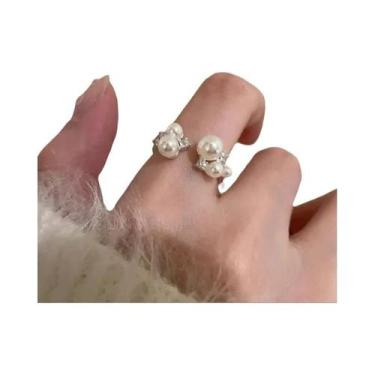 Imagem de Anéis Elegantes De Pérola E Zircônia Para Mulheres, Design Criativo E 