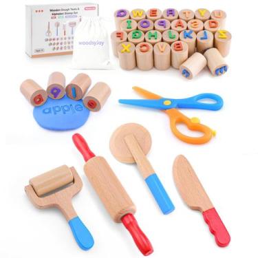 Imagem de Conjunto de Ferramentas de Massa WoodsyJoy 3-6 Anos com Carimbos de Al