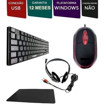 Imagem de Kit Teclado Mouse Headset e Mousepad Corporativo Home Office