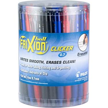 Imagem de Pilot, FriXion Clicker Canetas de gel apagáveis, ponta fina de 0,7 mm, tubo de 36, preto, azul e vermelho