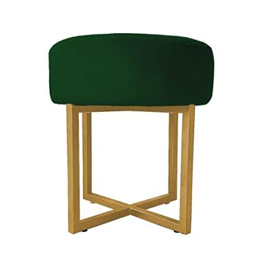 Imagem de Puff Decorativo Madrid Luxo Dourado Assento Suede Verde - Folk Móveis