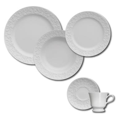 Imagem de Aparelho de Jantar, Chá e Sobremesa 20 Peças Germer Tassel em Porcelana - Branco