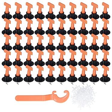 Imagem de Nivelador de azulejos, aço inoxidável PP fácil instalação de nivelamento de pisos durável com chave para parede para chão