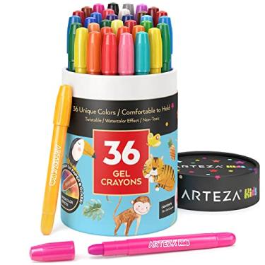 Imagem de Arteza Kids Giz de cera de gel, 36 unidades, giz de cera jumbo torcível e lavável, material escolar para salas de aula, estudantes e professores