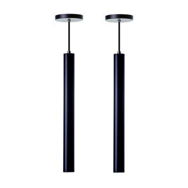Imagem de Kit 2 Pendentes Tubo Cilindro Alumínio 30Cm Preto