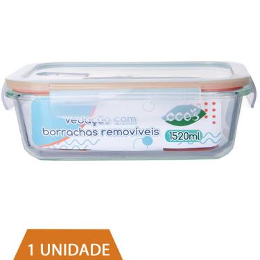 Imagem de Pote 1520ml Vidro Forno Microondas Tampa Hermetica Alimento
