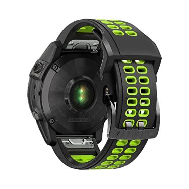 Imagem de Pulseira Esportiva Moderna compativel com Fenix 7X - Fenix 6X - Fenix 5X - Fenix 3 - Quatix 3 - Marca LTIMPORTS (EasyFit26) (Preto+Verde)