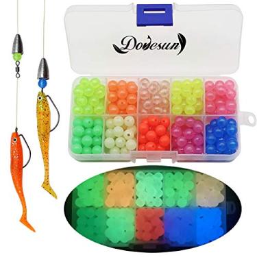 Imagem de Dovesun Contas de pesca de linha de pesca que brilham no escuro contas de pesca para água salgada contas flutuantes coloridas para equipamentos de pesca, ovos de isca de pesca, 10 cores A brilham no