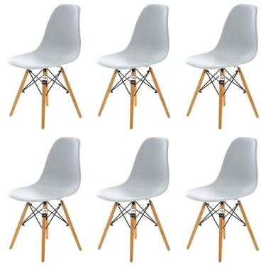 Imagem de Conjunto 6 Cadeiras Charles Eames Eiffel Cinza Claro - Kza Bela