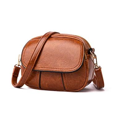 Imagem de Bolsa transversal pequena para mulheres bolsas de ombro de couro simples casual bolsa de ombro leve bolsa de mão, Marrom