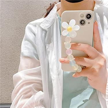 Imagem de Capa de pulseira de corrente colorida com contas de flores para Samsung Galaxy S22 Ultra S21 FE S20 Plus S10 Note 20 10 Pro capa de silicone líquido, branca, para J7 Prime