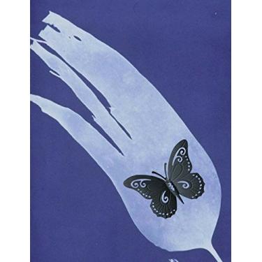 Imagem de Handwriting Paper Notebook: Black Butterfly with Blue Background