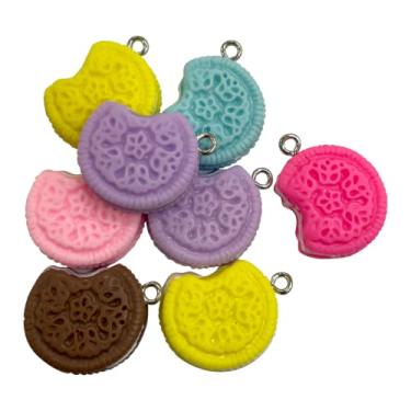 Imagem de Pingente de Bolacha Colorida Biscoito Mordido Para Fazer Pulseira Montar Colar (10)