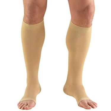 Imagem de Meias de compressão Truform 0865s, abaixo do joelho, bico aberto, 20-30 mmHg, comprimento curto, Beige (Open Toe), Large (30-40 mmHg)