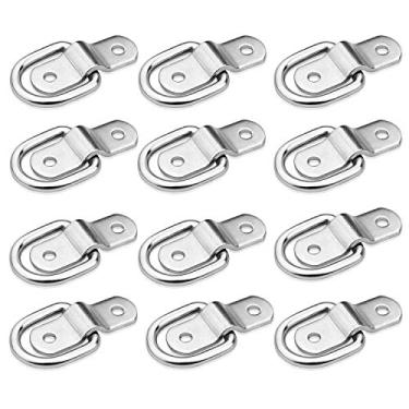 Imagem de Kujunpao Conjunto de 12 anéis de amarração em D, anel de fixação de 0,6 cm com suporte de montagem adequado para cargas em trailers, caminhões, trailers, campistas, vans, quadriciclos, SUV, barcos, motocicletas, etc. veículos