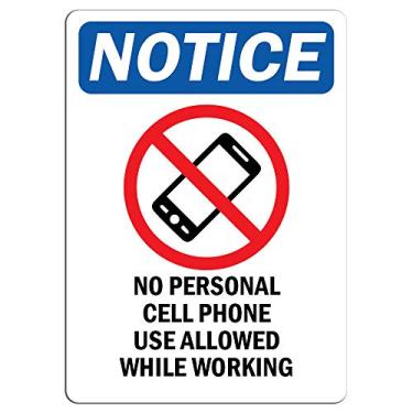 Imagem de Aviso - Sinal permitido para uso pessoal de celular com símbolo | Adesivo de etiqueta para loja de varejo adere a qualquer superfície 20 cm