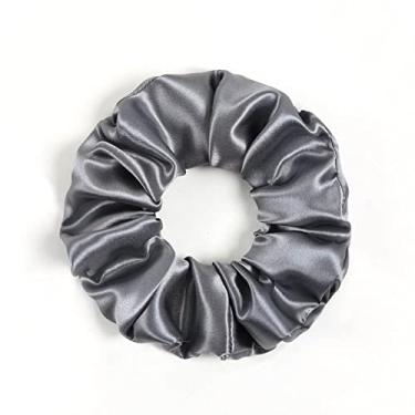 Imagem de DISANGNI Prendedores de cabelo de seda para prevenção de frizz e quebra, 22 Mommes puros 100% seda de amoreira sem danos, suportes de rabo de cavalo de seda elástica, 16 peças, cor aleatória (cinza escuro)