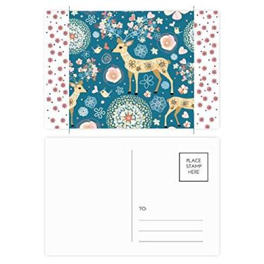 Imagem de Cervo Decoração Flor Azul Animal Natal Flor Celebração Cartão postal Bênção Cartão postal