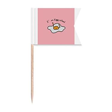 Imagem de Ovo animado gema humor art déco presente moda palito bandeiras marcadoras para festa bolo comida placa de queijo