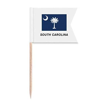 Imagem de Bandeira do estado americano com contorno de palito de dente do sul para marcação de rotulagem para bolo de festa prato de queijo